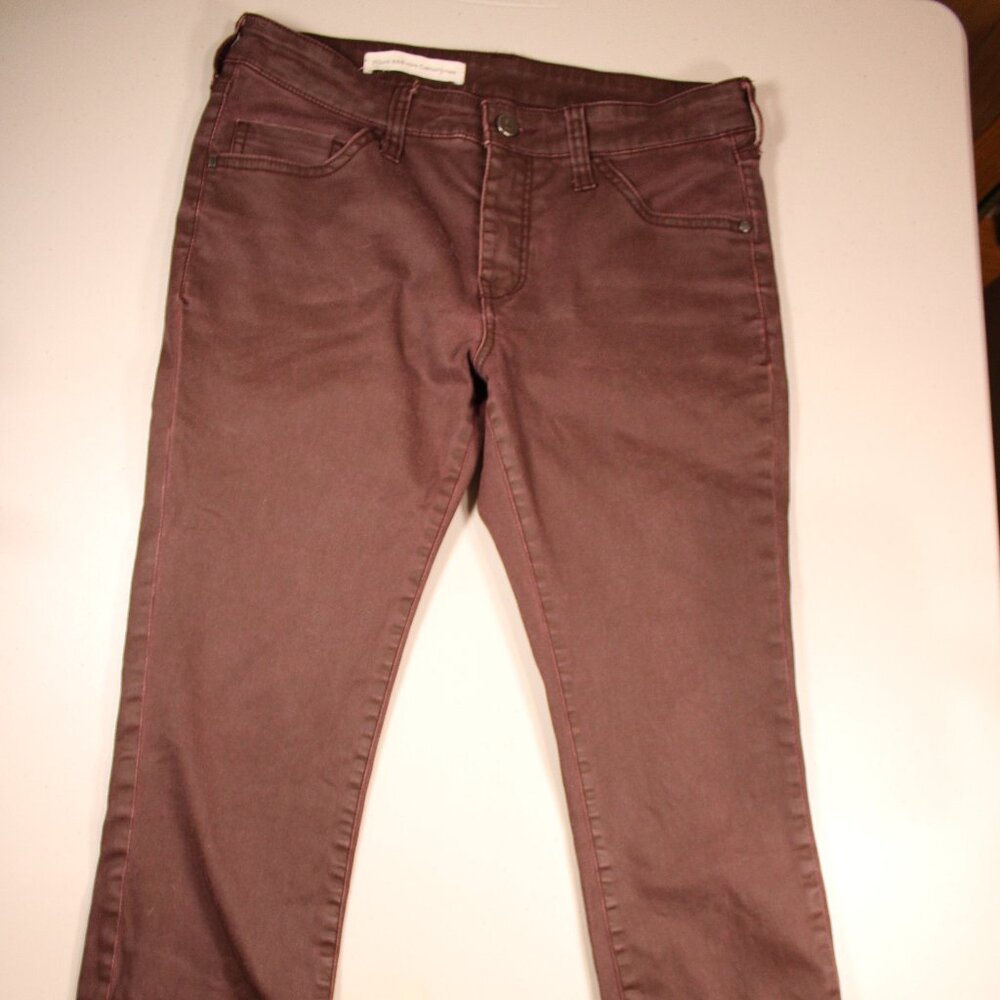 Women's Pilcro and The Letterpress Burgundy Lace Up Ankle Design Jeans Size 28P